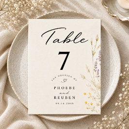 Tarjeta De Mesa Boda de flores silvestres elegantes