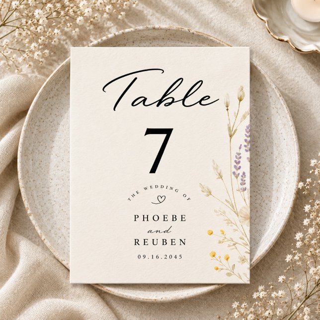 Tarjeta De Mesa Boda de flores silvestres elegantes (Subido por el creador)