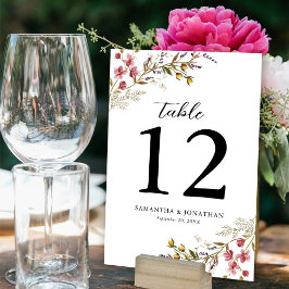 Tarjeta De Mesa Boda de flores silvestres modernas de otoño