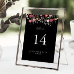 Tarjeta De Mesa Boda de flores silvestres multicolor de jardín<br><div class="desc">Este número de mesa de boda de flores silvestres multicolor es perfecto para un boda rústico. El diseño se compone de una variedad multicolor de flores rosadas, ruidosas, violetas, violetas, violetas, violetas, borgoñas y salvajes en un fondo negro. Este es un número de tabla de doble cara. Agregue cada número...</div>