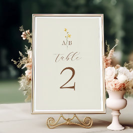Tarjeta De Mesa Boda de flores silvestres neutras