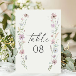Tarjeta De Mesa Boda de flores silvestres pastel vintage