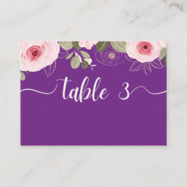 Tarjeta De Mesa Boda de flores silvestres púrpura
