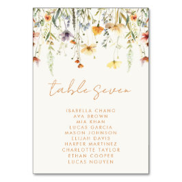 Tarjeta De Mesa Boda de flores silvestres rústicas