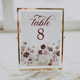 Tarjeta De Mesa Boda de flores silvestres rústicas de otoño