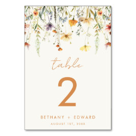 Tarjeta De Mesa Boda de flores silvestres rústicos