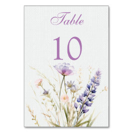 Tarjeta De Mesa Boda de flores violetas románticas