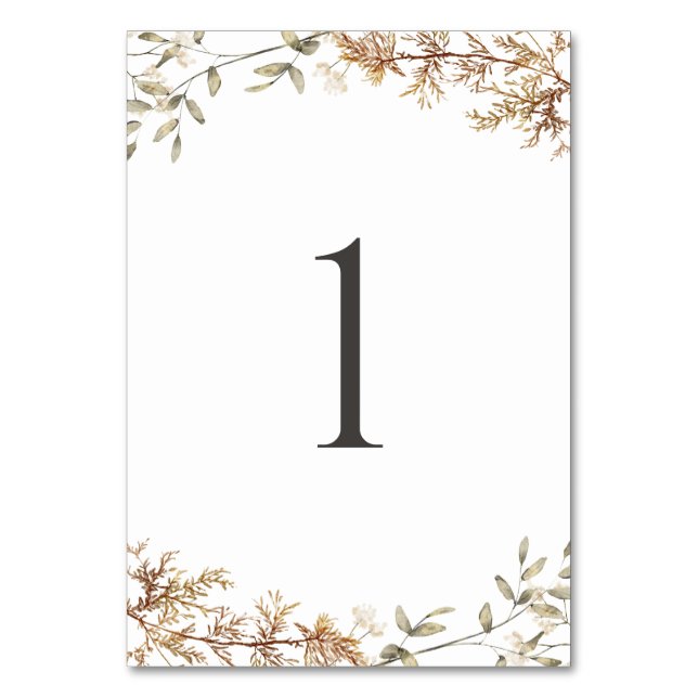 Tarjeta De Mesa Boda de Foliage Boho Wildflower (Anverso)