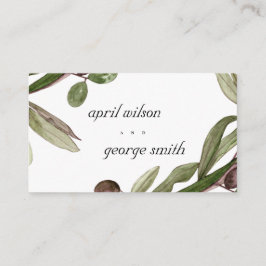 TARJETA DE MESA BODA DE FOLIAGE RETRO RUSTIC OLIVE WATERCOLOR