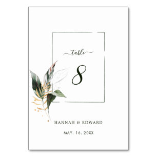 Tarjeta De Mesa Boda de follaje de acuarela tropical