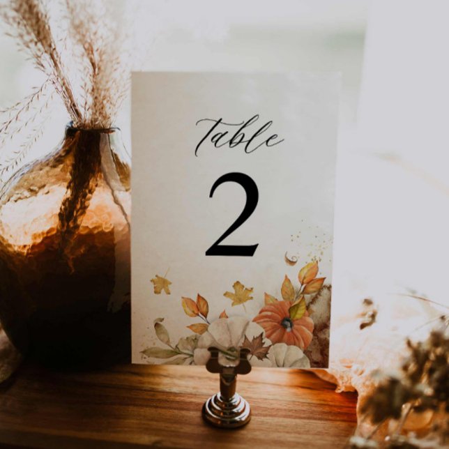 Tarjeta De Mesa Boda de follaje de caída rusa (Rustic Fall Wedding Table Number)