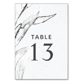 Tarjeta De Mesa Boda de follaje gráfico en blanco y negro