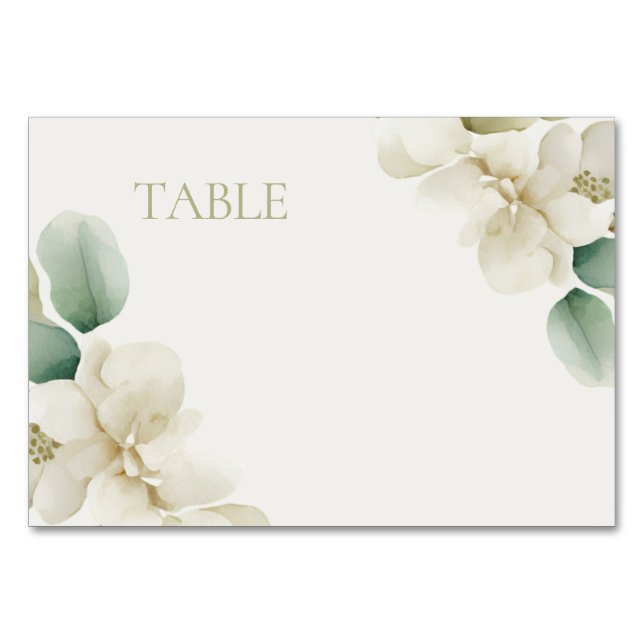 Tarjeta De Mesa Boda de follaje verde silenciado (Anverso)