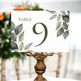 Tarjeta De Mesa Boda de follaje verde silenciado