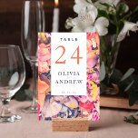 Tarjeta De Mesa Boda de fondo floral grande y colorido moderno<br><div class="desc">Elegante tarjeta de mesa boda de fondo floral.</div>