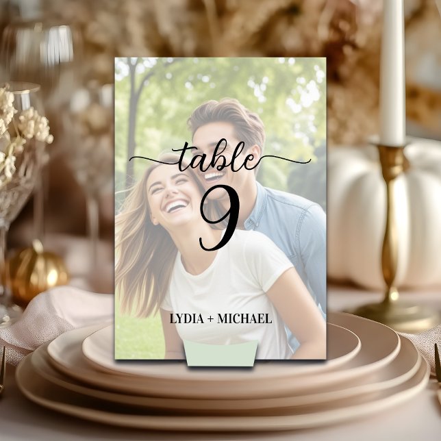 Tarjeta De Mesa Boda de foto superpuesta simple (Subido por el creador)