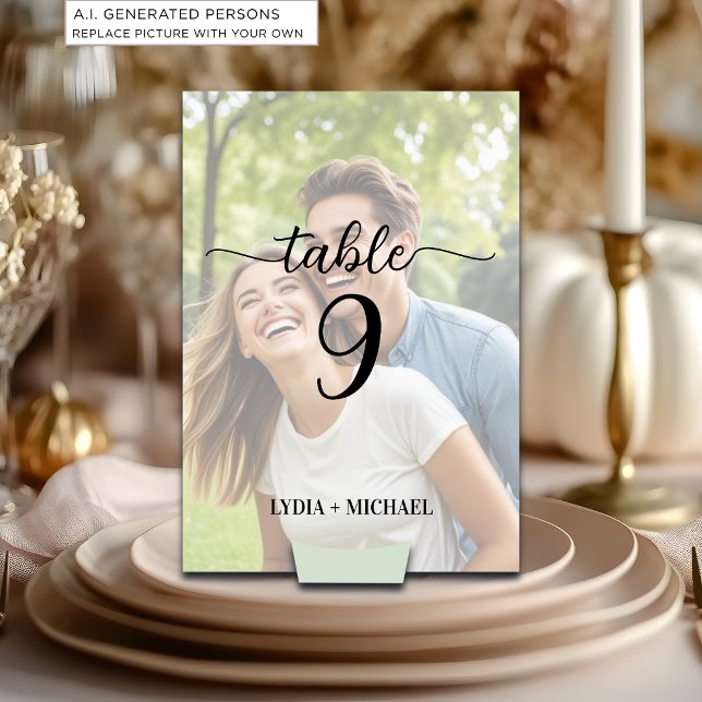 Tarjeta De Mesa Boda de foto superpuesta simple (Subido por el creador)