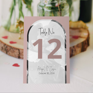 Tarjeta De Mesa boda de fotografía de 💍 Minimalista Rosa con arco