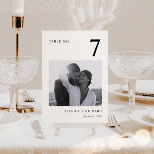 Tarjeta De Mesa Boda de fotografía moderna en blanco y negro