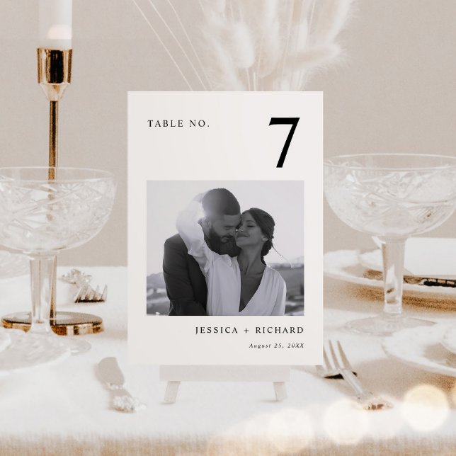 Tarjeta De Mesa Boda de fotografía moderna en blanco y negro (Subido por el creador)