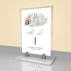 Tarjeta De Mesa Boda De Fotografía Personalizado Moderno Y Único
