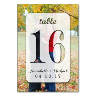 Tarjeta De Mesa Boda de fotografía personalizado Número de tabla 1