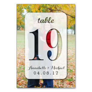 Tarjeta De Mesa Boda de fotografía personalizado Número de tabla 1