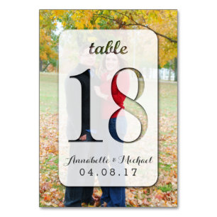 Tarjeta De Mesa Boda de fotografía personalizado Número de tabla 1