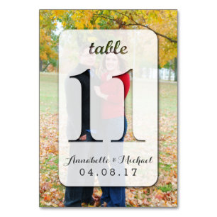Tarjeta De Mesa Boda de fotografía personalizado Número de tabla 1