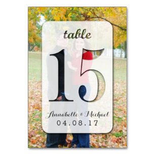 Tarjeta De Mesa Boda de fotografía personalizado Número de tabla 1