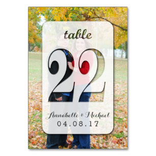Tarjeta De Mesa Boda de fotografía personalizado Número de tabla 2