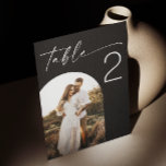 Tarjeta De Mesa Boda de fotos de estilo minimalista elegante y neg<br><div class="desc">Elegante número de tabla de boda de guión minimalista con foto de arco. Por favor,  contáctame si necesitas artículos adicionales.</div>