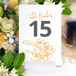 Tarjeta De Mesa boda de fotos de la floración del naranja naranja 