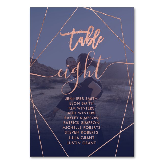 Tarjeta De Mesa Boda de fotos de la marina de terrario de escritur (Anverso)