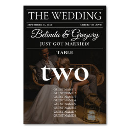 Tarjeta De Mesa Boda de fotos de periódico editorial de revista