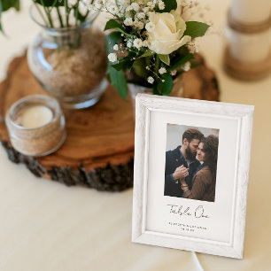Tarjeta De Mesa Boda de fotos de Personalizado de guiones modernos