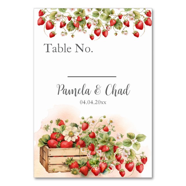 Tarjeta De Mesa Boda de fresas acuáticas (Anverso)