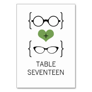 Tarjeta de mesa Boda de gafas verdes geeky