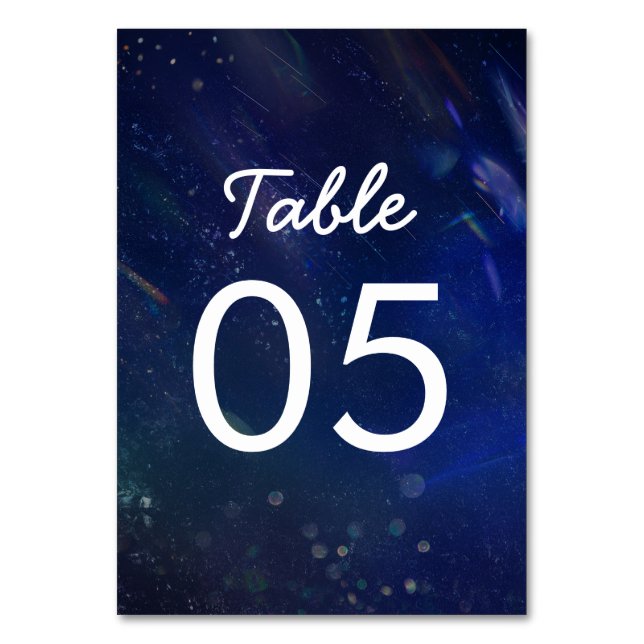 Tarjeta De Mesa Boda de galaxia azul Número de tabla Rótulo (Anverso)