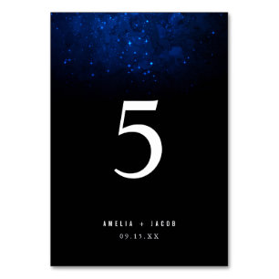 Tarjeta De Mesa Boda de Galaxia de Midnight Sky & Shining Stars