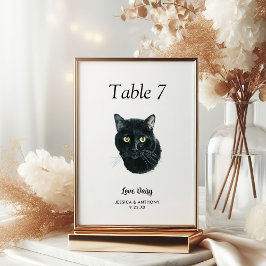 Tarjeta De Mesa Boda de gato acuarela moderna simple