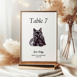 Tarjeta De Mesa Boda de gato de acuarela moderna simple