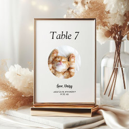 Tarjeta De Mesa Boda de gato simple en blanco y negro
