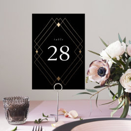 Tarjeta De Mesa Boda de gatsby de deco geométrico de diamante negr