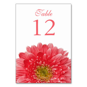 Tarjeta De Mesa Boda de Gerbera Daisy Blanca Coral
