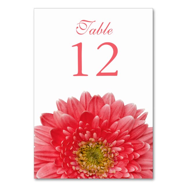 Tarjeta De Mesa Boda de Gerbera Daisy Blanca Coral (Anverso)