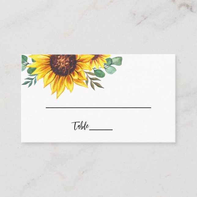 Tarjeta De Mesa Boda de girasol amarillo moderno (Anverso)
