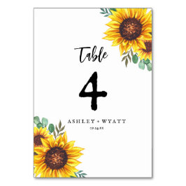 Tarjeta De Mesa Boda de girasol amarillo moderno