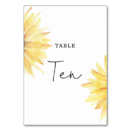 Tarjeta De Mesa Boda de girasol Diez números de tabla