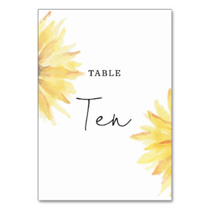 Tarjeta De Mesa Boda de girasol Diez números de tabla